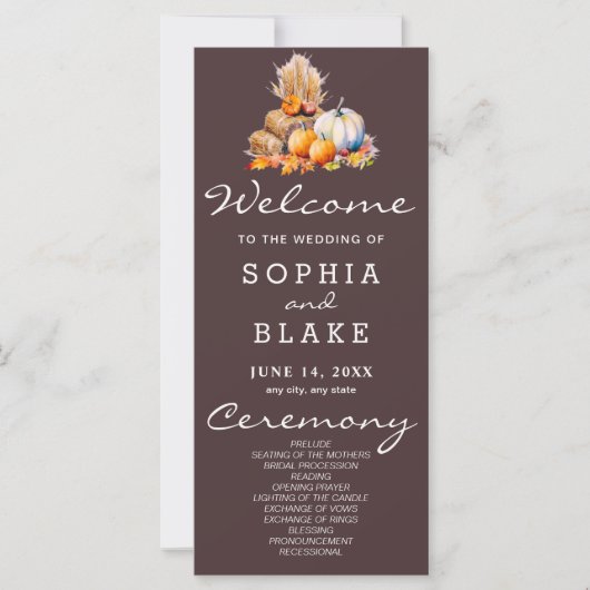 Sinaasappel & Witte Pompoenen Herfst Bruin Huwelij (Voorkant)