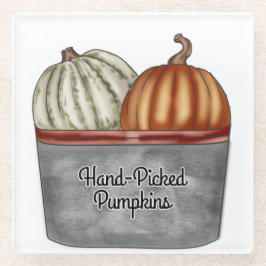 SINAASAPPEL & WITTE POMPOENEN IN TINMAND GLAZEN ONDERZETTER