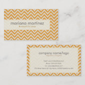 Sinaasappel & Witte Retro Chevron Patroon Linnen T Visitekaartje (Voorkant / Achterkant)