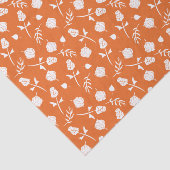 Sinaasappel Witte Rozen Rosebud Bloemenprint Tissuepapier (Detail)