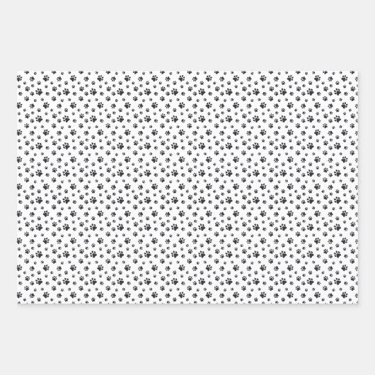 SINAASAPPEL WITTE ZWARTE HOND KAT PET PAW PRINTS INPAKPAPIER VEL (Voorkant 2)