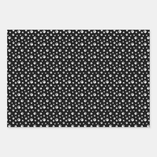 SINAASAPPEL WITTE ZWARTE HOND KAT PET PAW PRINTS INPAKPAPIER VEL (Voorkant 3)