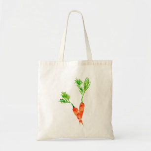 Sinaasappel wortelen, plantaardig waterverf tote bag