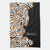 Sinaasappel zebra harten keukenhanddoek (Verticaal)