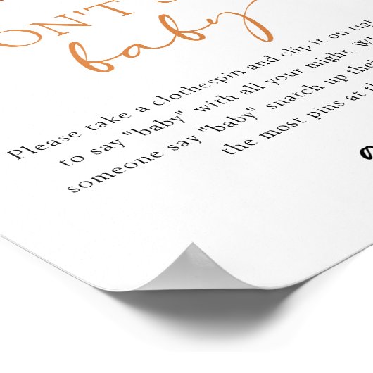 Sinaasappel zeg niet Baby spel Poster (Hoek)