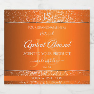 Sinaasappel Zilver met Glitter Initialen Productla Likeurfles Etiket