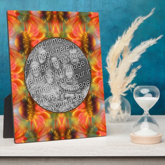 Sinaasappel Zinnia Flower Creëer Uw eigen foto Fotoplaat (Zijkant)