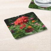 Sinaasappel, zinnia, kosmo, zonnebloementuin kartonnen onderzetters (Schuin)