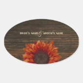 Sinaasappel Zonnebloem & Barnwood Bruiloft Sticker (Voorkant)