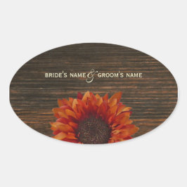 Sinaasappel Zonnebloem & Barnwood Bruiloft Sticker