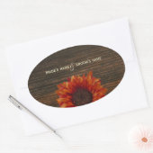 Sinaasappel Zonnebloem & Barnwood Bruiloft Sticker (Envelop)