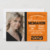 Sinaasappel & Zwart Afstuderen 2 Fotouitnodiging Kaart (Voorkant)