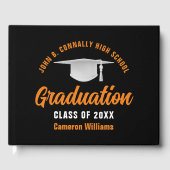 Sinaasappel Zwart Afstuderen Custom 2025 Afstudere Gastenboek (Voorkant)