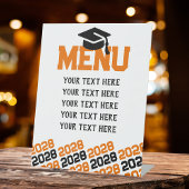 Sinaasappel & Zwart Afstuderen Menu Party Reclamebord Met Voetstuk