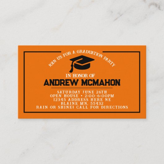 Sinaasappel & Zwart Afstuderen Mini Afstuderen Uit Visitekaartje (Voorkant)