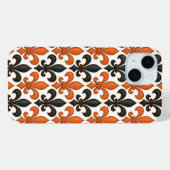 Sinaasappel Zwart Barok Fleur-de-lis Patroonontwer Case-Mate iPhone Case (Achterkant (horizontaal))