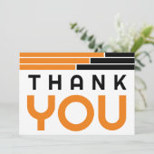 Sinaasappel & Zwart Bars Afstudeerder Party Dank u Bedankkaart (Staand voorkant)