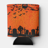 Sinaasappel Zwart Begraafplaats Halloween Blikjeskoeler (Achterkant)