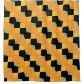 Sinaasappel Zwart Blauw Hoekig Douchegordijn (Voorkant)