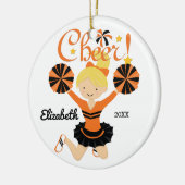 Sinaasappel & Zwart Cheer Blonde Cheerleader Ornam Keramisch Ornament (Links)