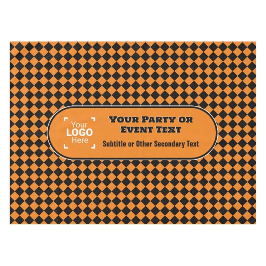 Sinaasappel & Zwart Diamant - Aangepaste Logo Kant Tafelkleed (Voorkant (Horizontaal))