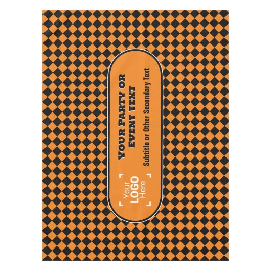 Sinaasappel & Zwart Diamant - Aangepaste Logo Kant Tafelkleed (Voorkant)