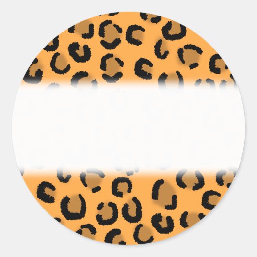 Sinaasappel, Zwart en Bruin Luipaard Print Pattern Ronde Sticker (Voorkant)