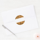 Sinaasappel, Zwart en Bruin Luipaard Print Pattern Ronde Sticker (Envelop)