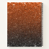 Sinaasappel, zwart en wit Ombre Glitter Notitieboek (Achterkant)