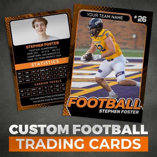 Sinaasappel & Zwart Football Trading Kaart Custom  Contactkaartje