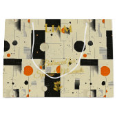 Sinaasappel & Zwart Gebalanceerde Geometrische Kun Groot Cadeauzakje (Voorkant)