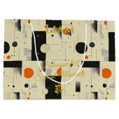 Sinaasappel & Zwart Gebalanceerde Geometrische Kun Groot Cadeauzakje (Achterkant)