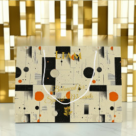 Sinaasappel & Zwart Gebalanceerde Geometrische Kun Groot Cadeauzakje