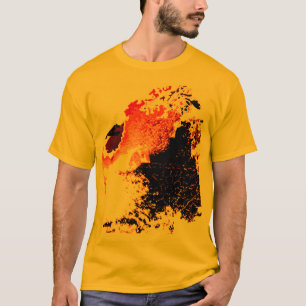 Sinaasappel Zwart Geel Airbrush Paint Splashes Des T-shirt