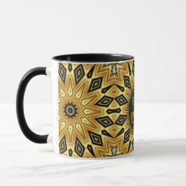 Sinaasappel Zwart Geel Art Deco Mandala Mok