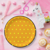 Sinaasappel Zwart Geel Polka stippen Papieren Bordje (Feest)