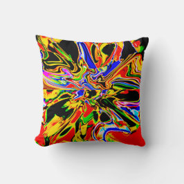 Sinaasappel Zwart Geel Psychedelic Flower Art Desi Kussen