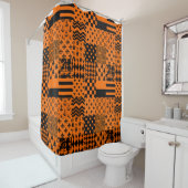 Sinaasappel Zwart Gemengde Patchwork Ontwerp Douchegordijn (In situ)