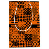 Sinaasappel Zwart Gemengde Patchwork Ontwerp Medium Cadeauzakje (Voorkant)