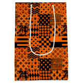 Sinaasappel Zwart Gemengde Patchwork Ontwerp Medium Cadeauzakje (Achterkant)