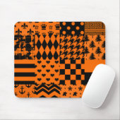 Sinaasappel Zwart Gemengde Patchwork Ontwerp Muismat (Met muis)