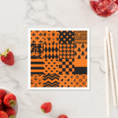 Sinaasappel Zwart Gemengde Patchwork Ontwerp Servet (Insitu)
