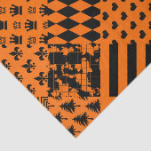 Sinaasappel Zwart Gemengde Patchwork Ontwerp Tissuepapier (Detail)