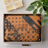 Sinaasappel Zwart Gemengde Patchwork Ontwerp Tissuepapier (Geschenk)