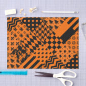 Sinaasappel Zwart Gemengde Patchwork Ontwerp Tissuepapier (Craft)