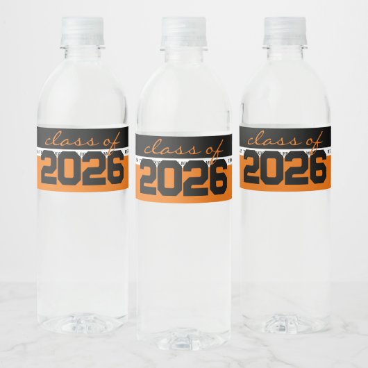 Sinaasappel & Zwart Gepersonaliseerd Afstuderen Waterfles Etiket (Flessen)
