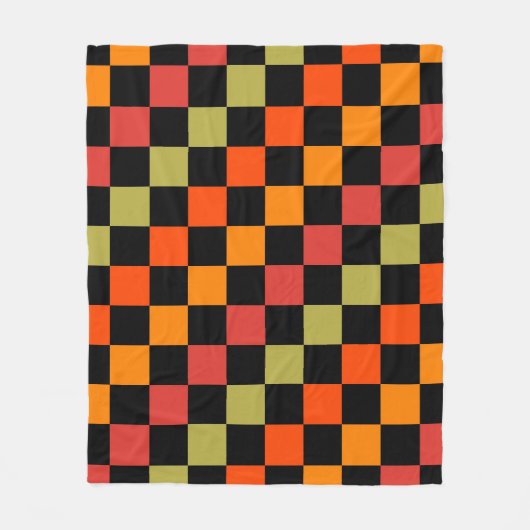 Sinaasappel Zwart geruit Gingham Pattern Fleece Deken (Voorkant)