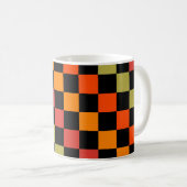 Sinaasappel Zwart geruit Gingham Pattern Koffiemok (Voorkant rechts)