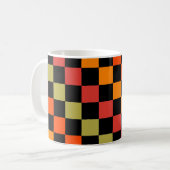 Sinaasappel Zwart geruit Gingham Pattern Koffiemok (Voorkant links)