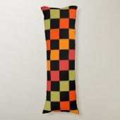 Sinaasappel Zwart geruit Gingham Pattern Lichaamskussen (Voorkant Verticaal)